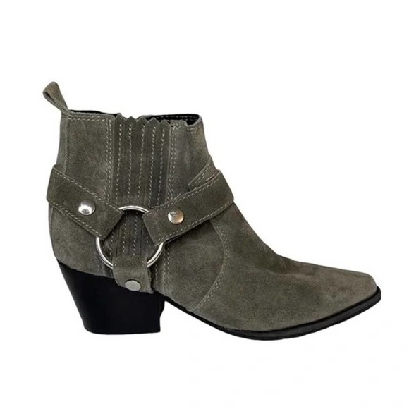 Marc Fisher Shoes - Marc Fisher Gray Halie Suede Pointed Ankle Boots